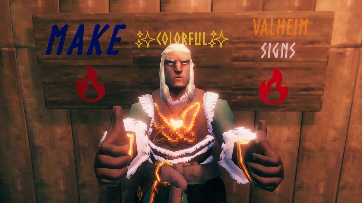 Valheim storage chests: color-code signs without mods