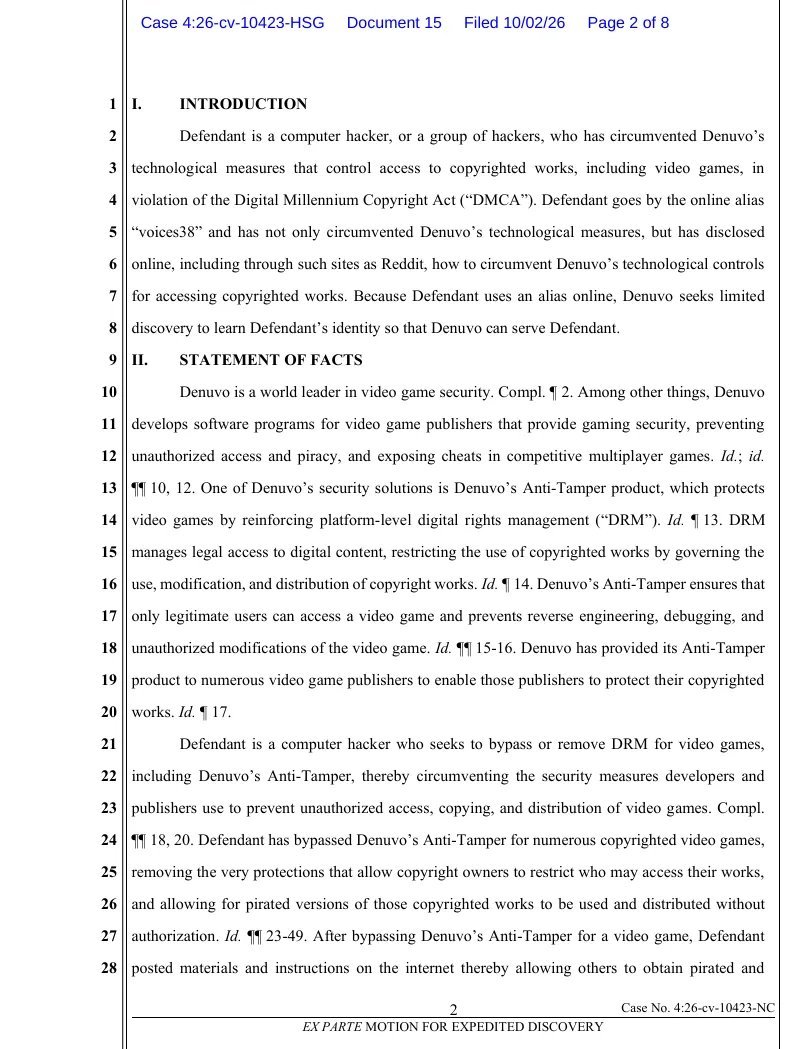 Denuvo Seeks Court Orders to Identify Game Cracker