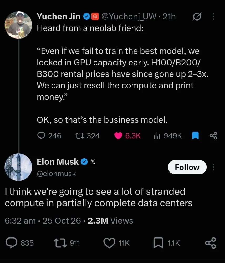 Musk Confirms Surplus GPUs Sitting Idle in Unfinished Data